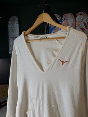 Texas Longhorns Cutter & Buck Womens Lightweight Thin V-Neck Pullover Hoodie